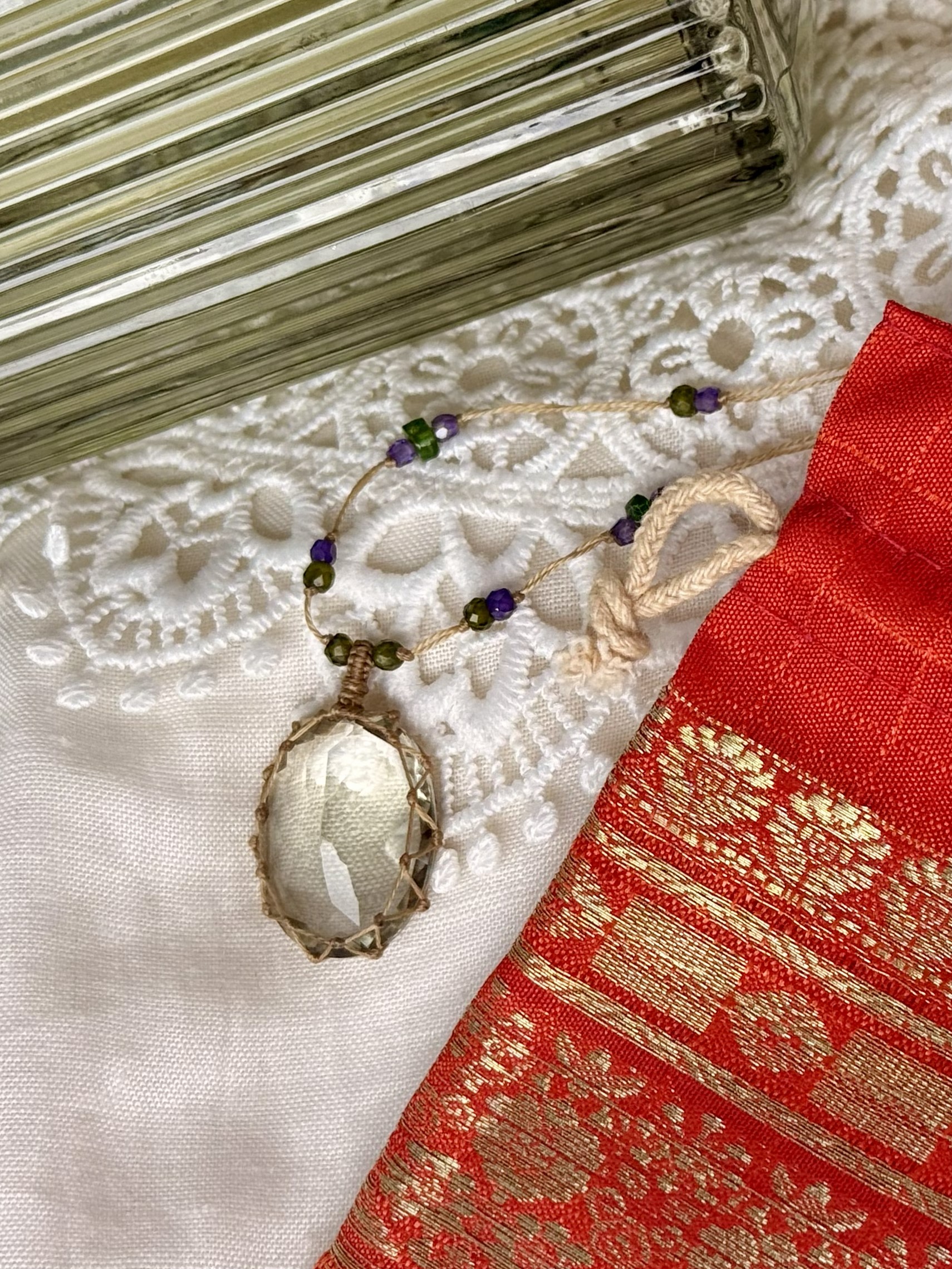 Тибетское колье Зеленый аметист