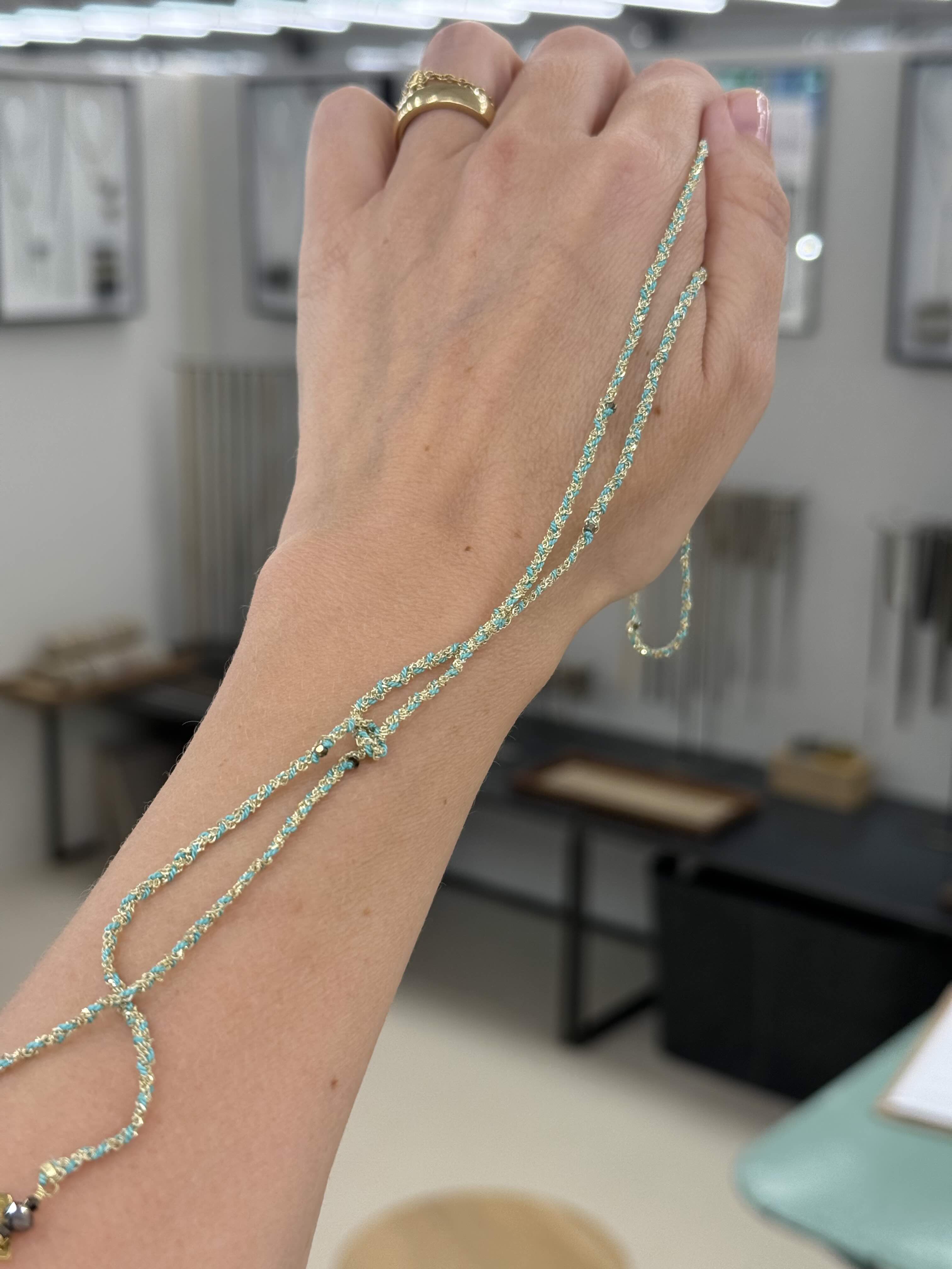 Плетенный Лариат GOLD TURQUOISE