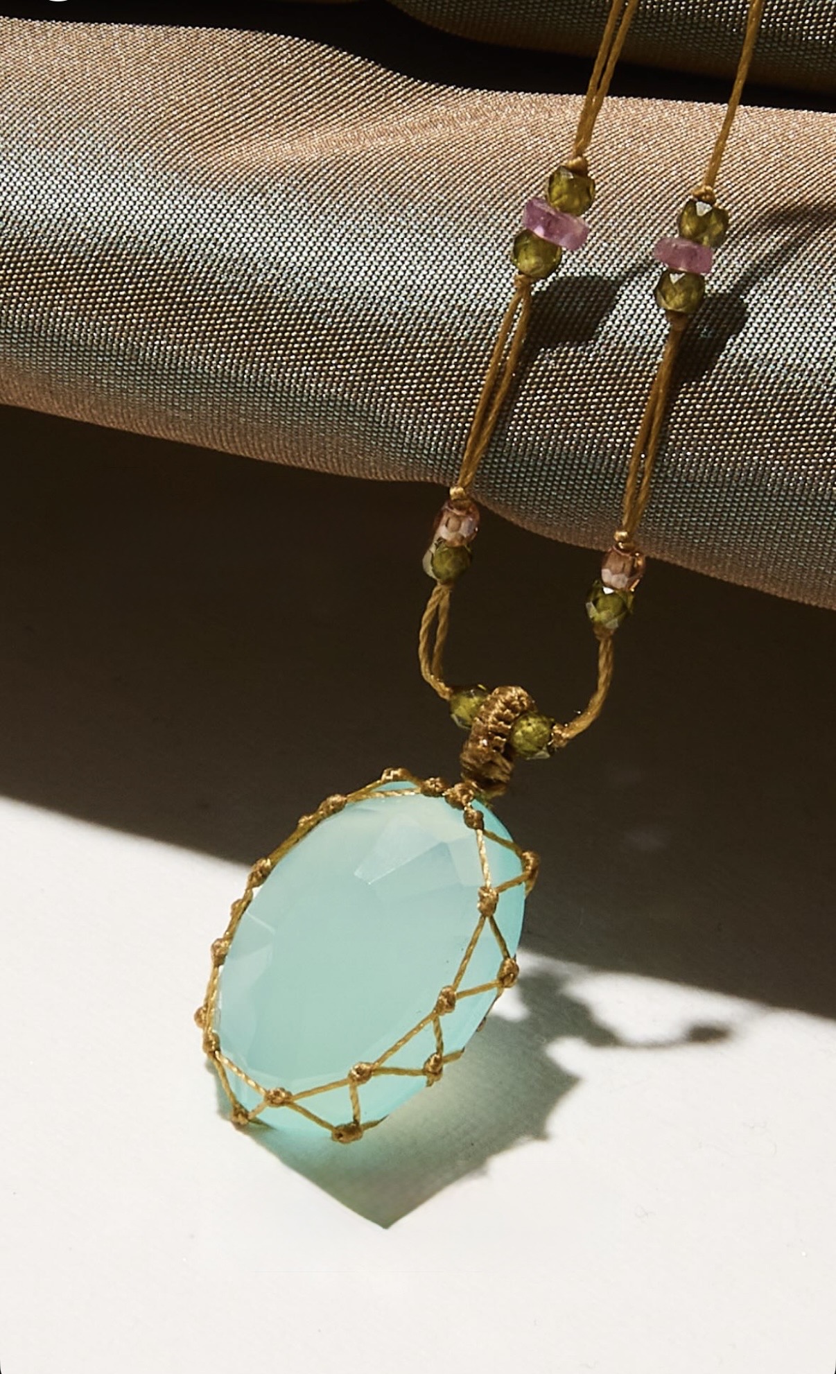 Тибетское колье Халцедон голубой