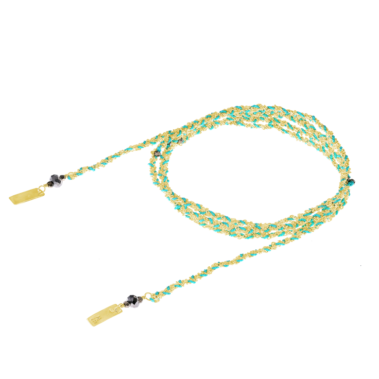 Плетенный Лариат GOLD TURQUOISE